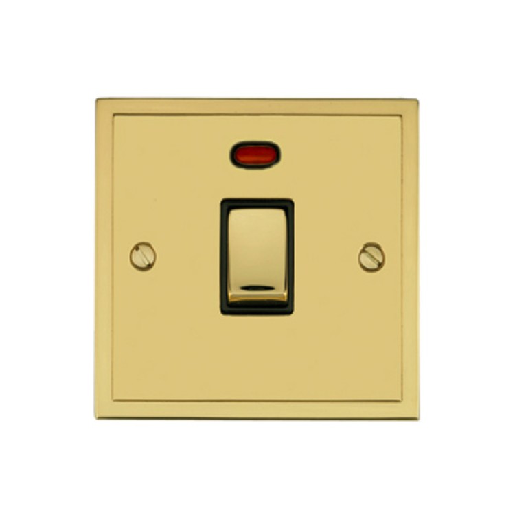 1 Gang 20a Double Pole Switch With Neon In Polished Brass And